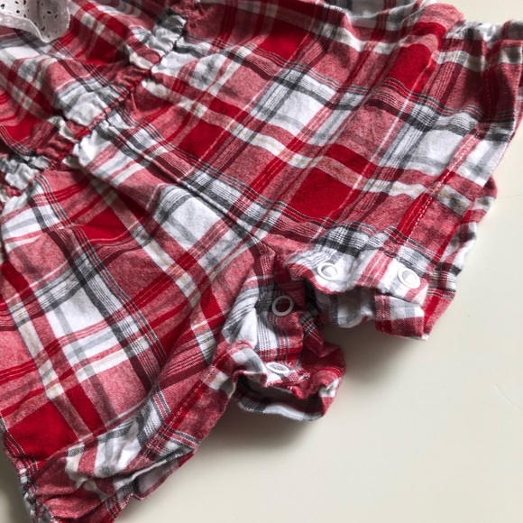 9-12M Girls: Red & White Plaid Romper - Picture 4 of 5